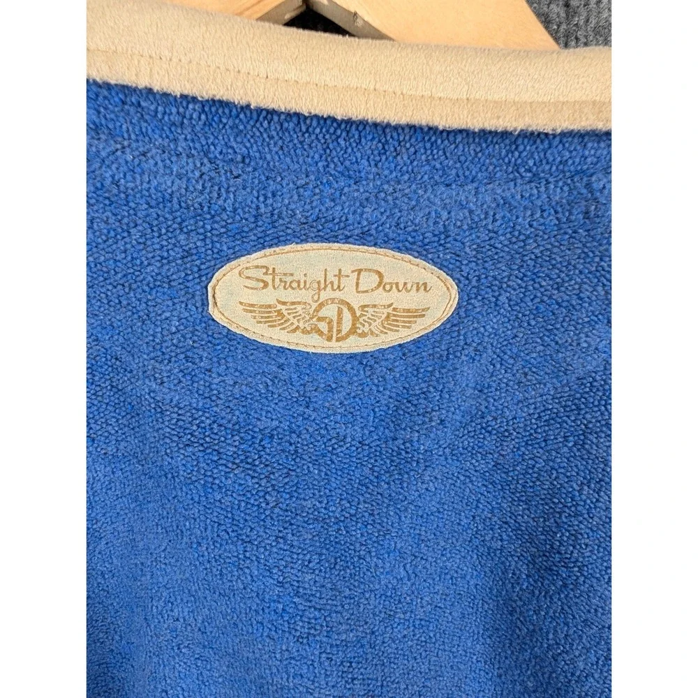 Straight Down Vintage Terrycloth Pullover Blue Made in USA Golf Mens Medium